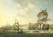 Nicolaas Baur The Anglo-Dutch fleet in the Bay of Algiers Spain oil painting artist